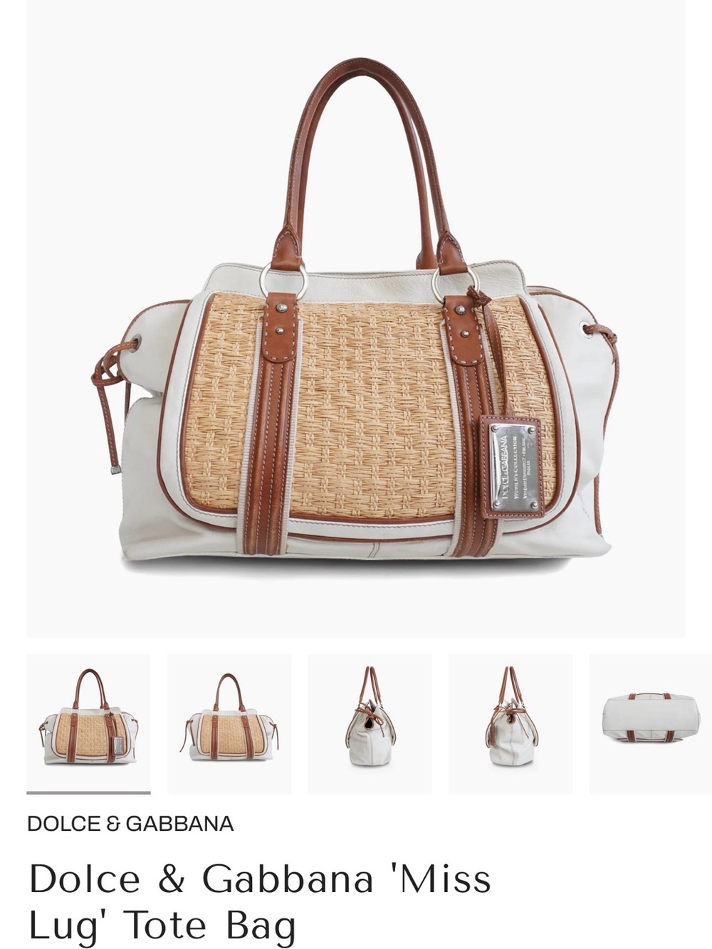 Dolce & Gabbana Miss Lug Raffia Leather Tote | Rare Archival Italy Luxury Bag